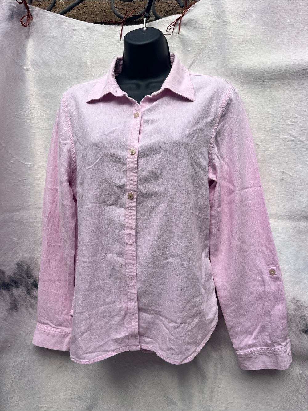 Orvis Pale Pink Linen Button-Front Shirt